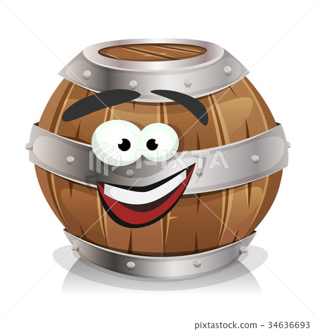 Happy Wood Barrel Character Happy Wood Barrel Character 34636693
