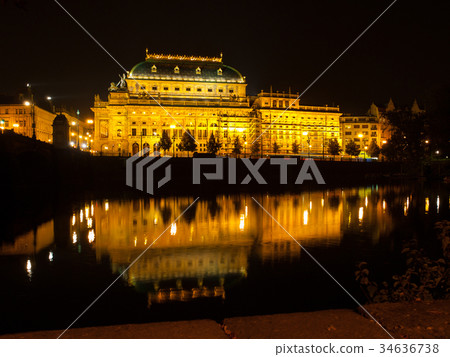 National Theatre in Prague at night National Theatre in Prague at night 34636738