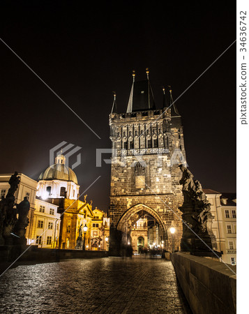 Night View of Charles Bridge in Prague Night View of Charles Bridge in Prague 34636742