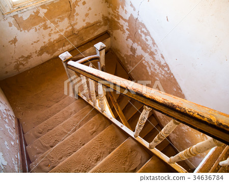 Old staircase in abandoned house of namibian 34636784