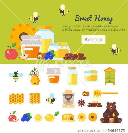 template for banner with honey 34636875