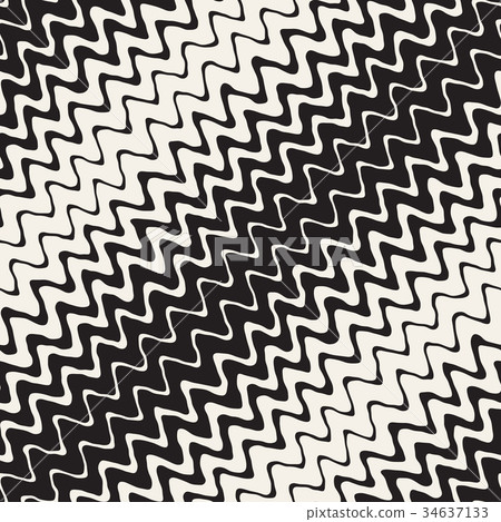 Seamless Wavy Hand Drawn Stripes Pattern - Stock Illustration [34637133 ...