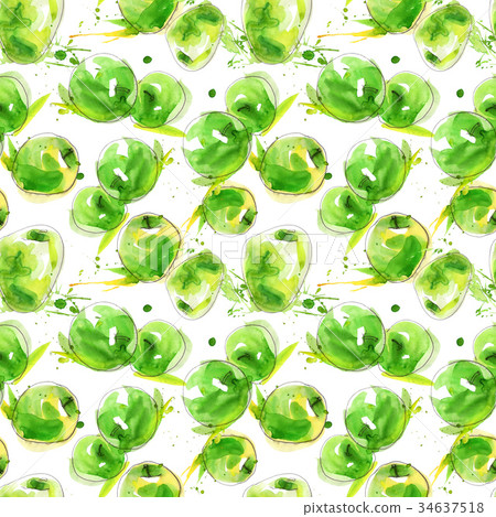 Green and yellow fresh apples ornament pattern Green and yellow fresh apples ornament pattern 34637518