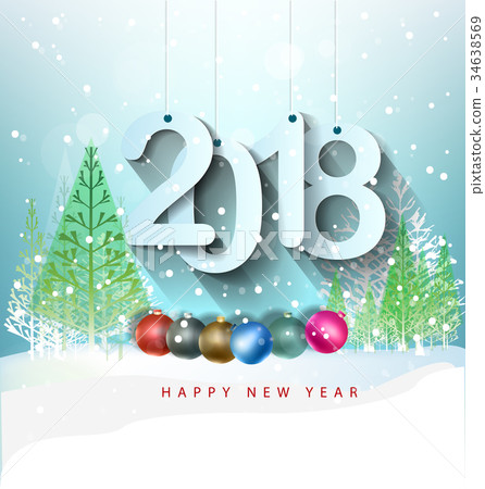 Happy new year 2018 greeting card year of the dog - Stock Illustration ...