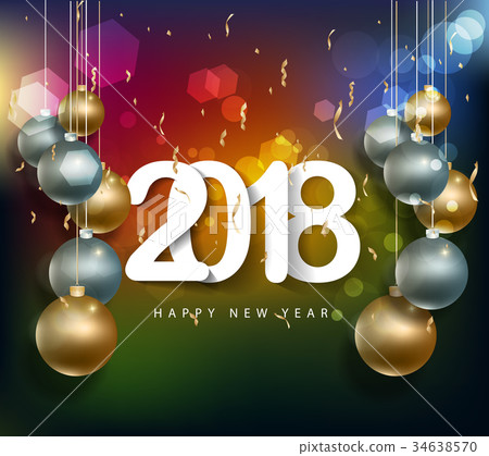 Happy new year 2018 greeting card year of the dog - Stock Illustration ...