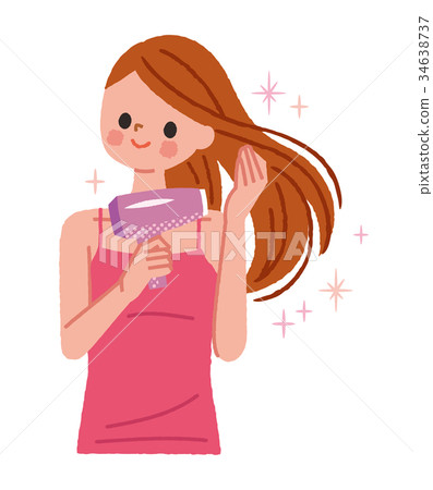 女人乾頭發 34638737