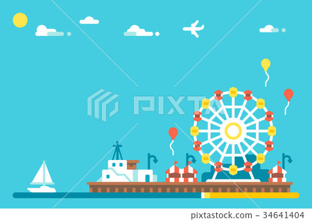 Flat design Santa Monica pier Flat design Santa Monica pier 34641404