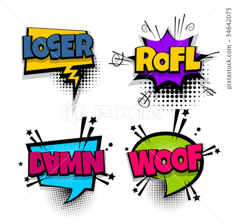 Pop art phrase comic text set 34642075
