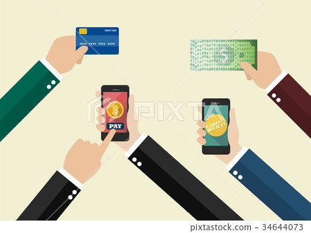 Online payment and Cashless society concept Online payment and Cashless society concept 34644073