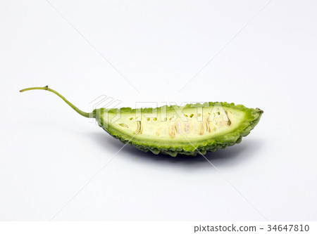 slice bitter gourd disply on white slice bitter gourd disply on white 34647810
