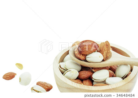 Almond on white background. Almond on white background. 34648484