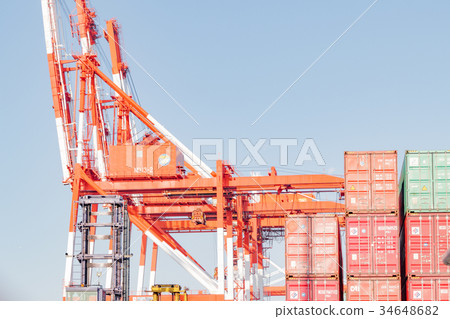 Large fleet of Kobe Port Island 34648682