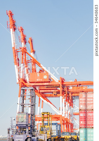 Large fleet of Kobe Port Island 34648683