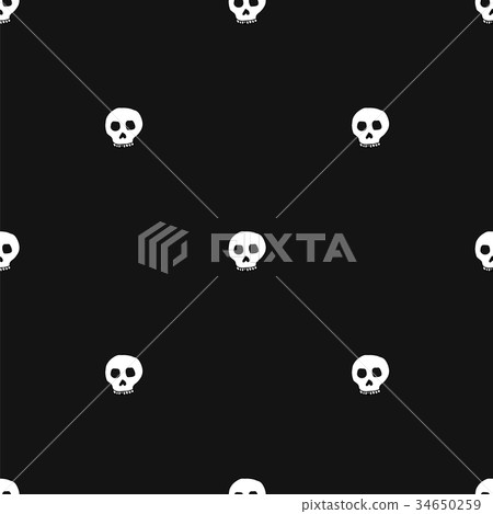 hand drawn skull seamless pattern - Stock Illustration [34650259] - PIXTA