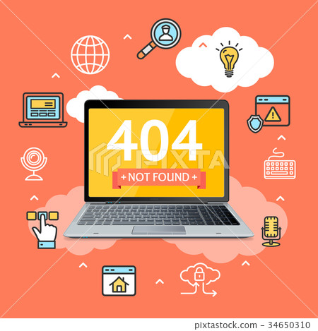 404 Not Found Page in Computer Concept. Vector 404 Not Found Page in Computer Concept. Vector 34650310