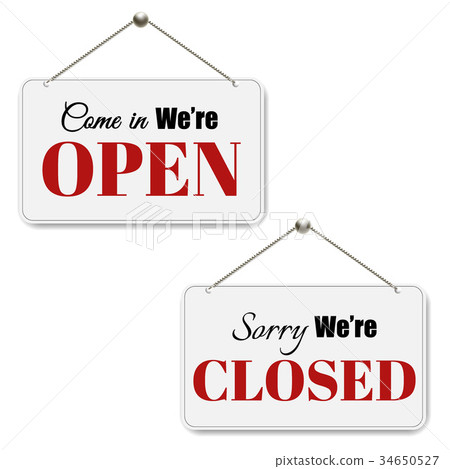 插圖素材: open and closed signs set