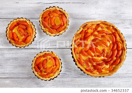 homemade apricot tart in baking dish 34652337