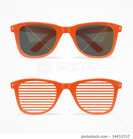 Realistic 3d Sunglasses Striped Red and Black 34652557