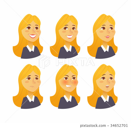Woman Expressions - vector flat set of images Woman Expressions - vector flat set of images 34652701