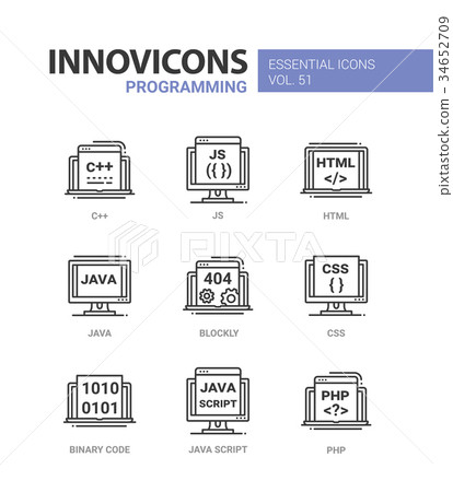 Programming - modern vector line icons set. 34652709