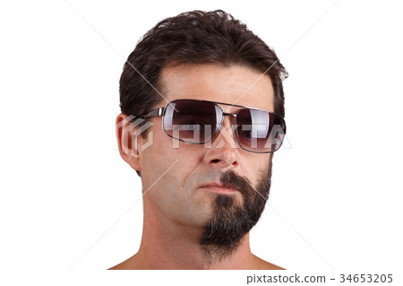 portrait of man with half shaved face portrait of man with half shaved face 34653205