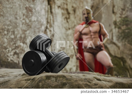 Dumbbells on background of gladiator Dumbbells on background of gladiator 34653467