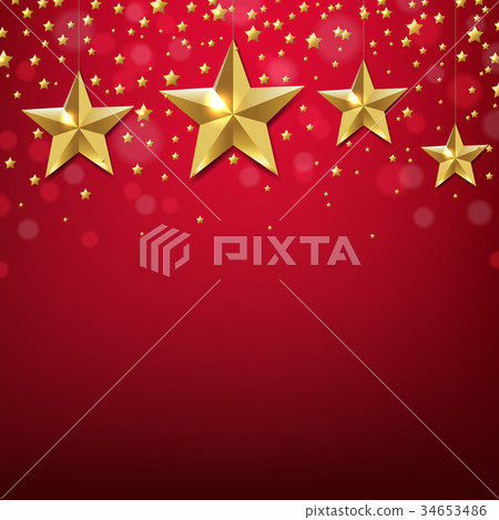 Golden Star Border With Red Background 34653486