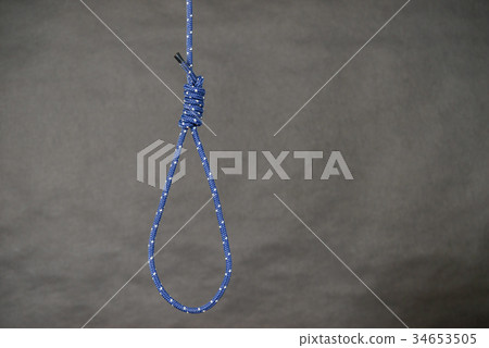 Suicide rope with knot on black background 34653505