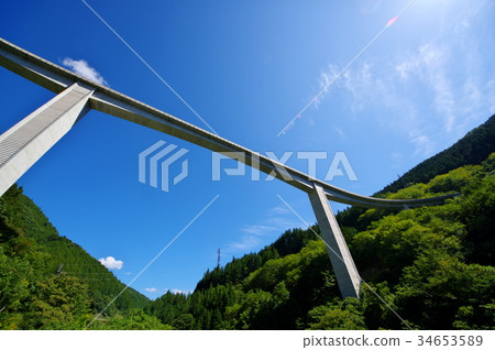仰望藍天和環橋Oku Chichibu Lightning Den Rokugi Bridge i-1 Lens Ghost 34653589