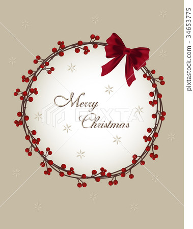 Christmas card - wreath with berries 34653775