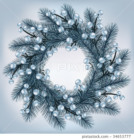 Christmas wreath with silver fir branches 34653777