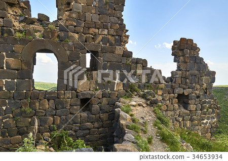Ruins of a wall of the medieval armenian fortress 34653934