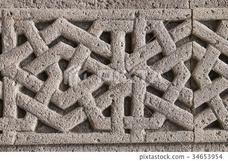 Ornament on the church doorway in medieval 34653954