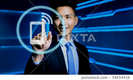 businessman with icon 34654416