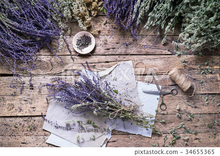 Female Hand Tie up Bunch Violet Sage Alternative 34655365