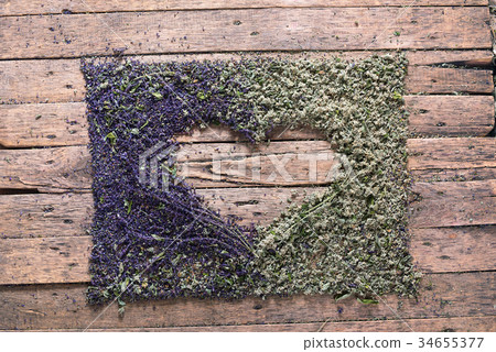 Care Heart Concept Violet Sage Flowers Green Mint 34655377