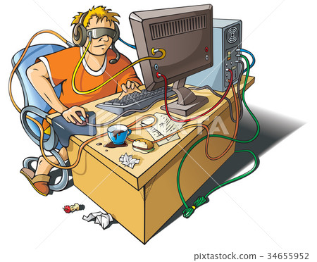 Computer addiction, vector Computer addiction, vector 34655952