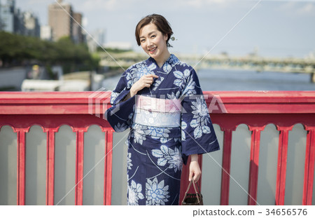 A woman in a yukata A woman in a yukata 34656576