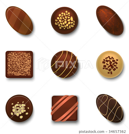 Realistic 3d Chocolate Candies Set. Vector 34657362