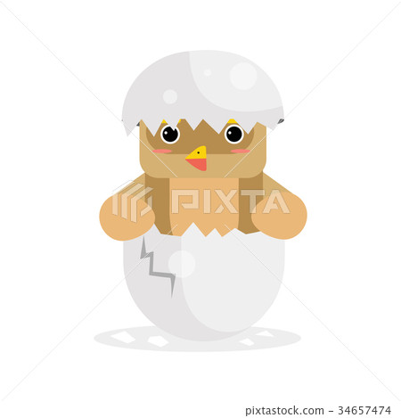 Cute newborn owl bird character, brown funny 34657474