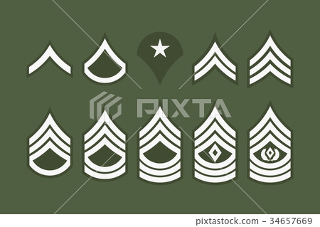 Military Ranks Stripes and Chevrons. Vector Set 34657669