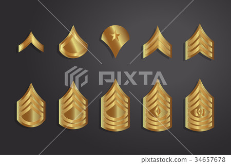 Military Ranks Stripes and Chevrons. Vector Set 34657678