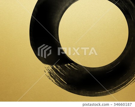 Japanese style-brush-ink-gold foil Japanese style-brush-ink-gold foil 34660187