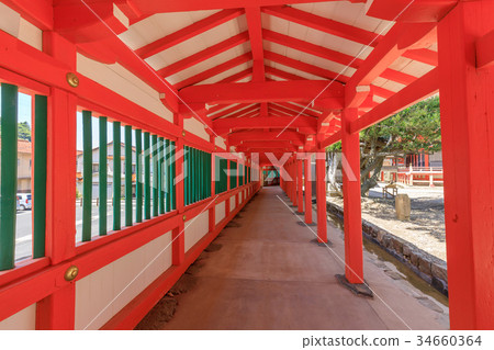 Nichiomisaki神社走廊以綠色和綠色繪 34660364