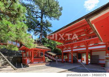 Hiyodo Shrine Shinto towers and gated people shrine 34660375