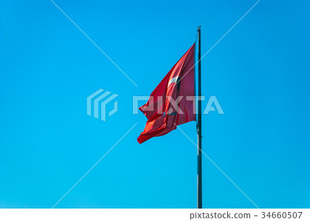 Turkey flag against the light Turkey flag against the light 34660507