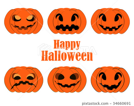 Halloween pumpkin set isolated on white background - Stock Illustration ...