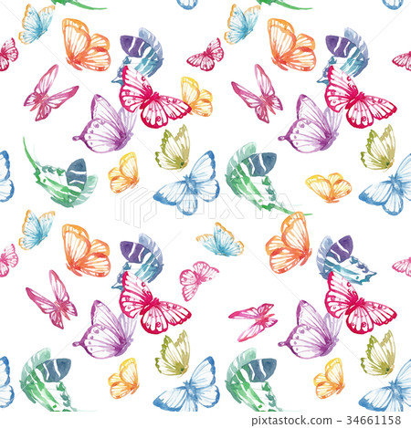 Watercolor butterfly vector pattern Watercolor butterfly vector pattern 34661158