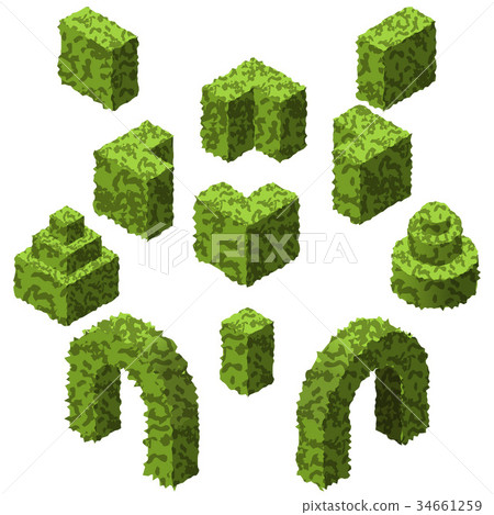 Set of vector topiary bushes to create garden 34661259