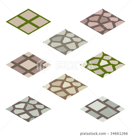 Garden or farm isometricwalk paving  tile set  34661266